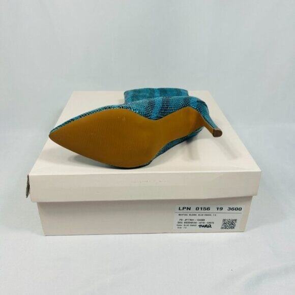 NWT/NIB JustFab Blaine Womens Blue Snake Heeled Ankle Boot 4" Stiletto Size 7.5 - Picture 5 of 5